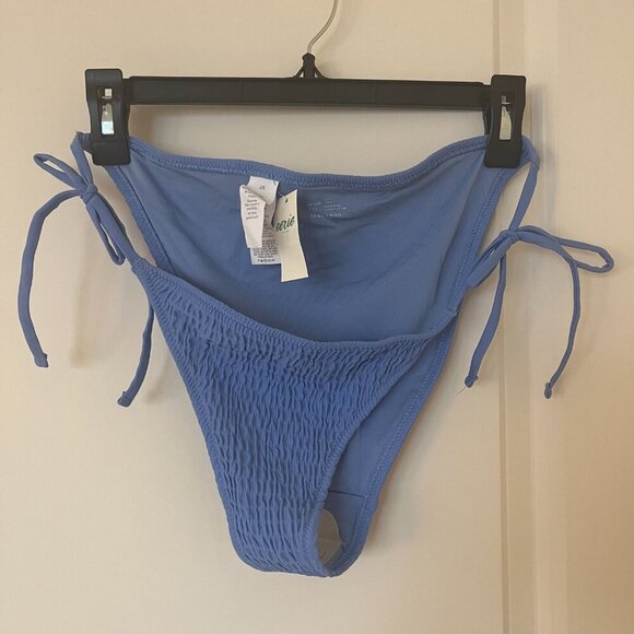 Aerie Smocked Tie Cheeky Bikini Bottom Periwinkle L - Picture 2 of 6